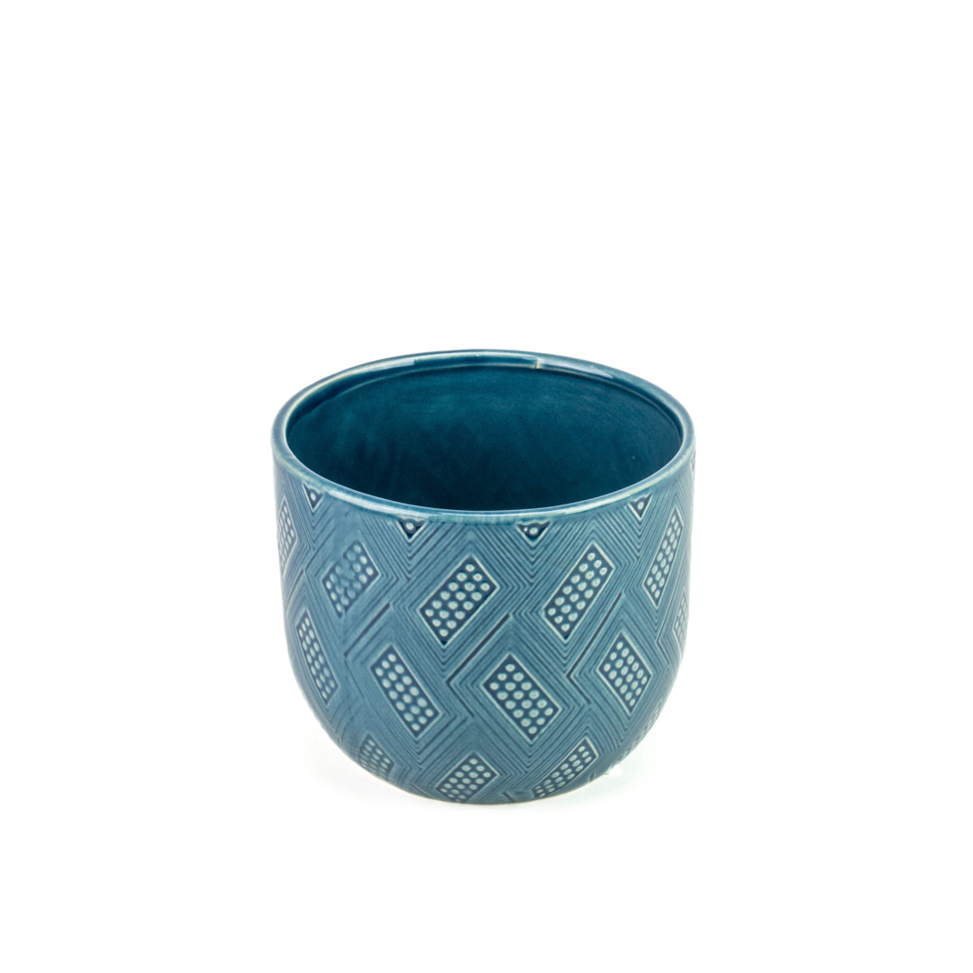 Blue Domino Pot 14cm